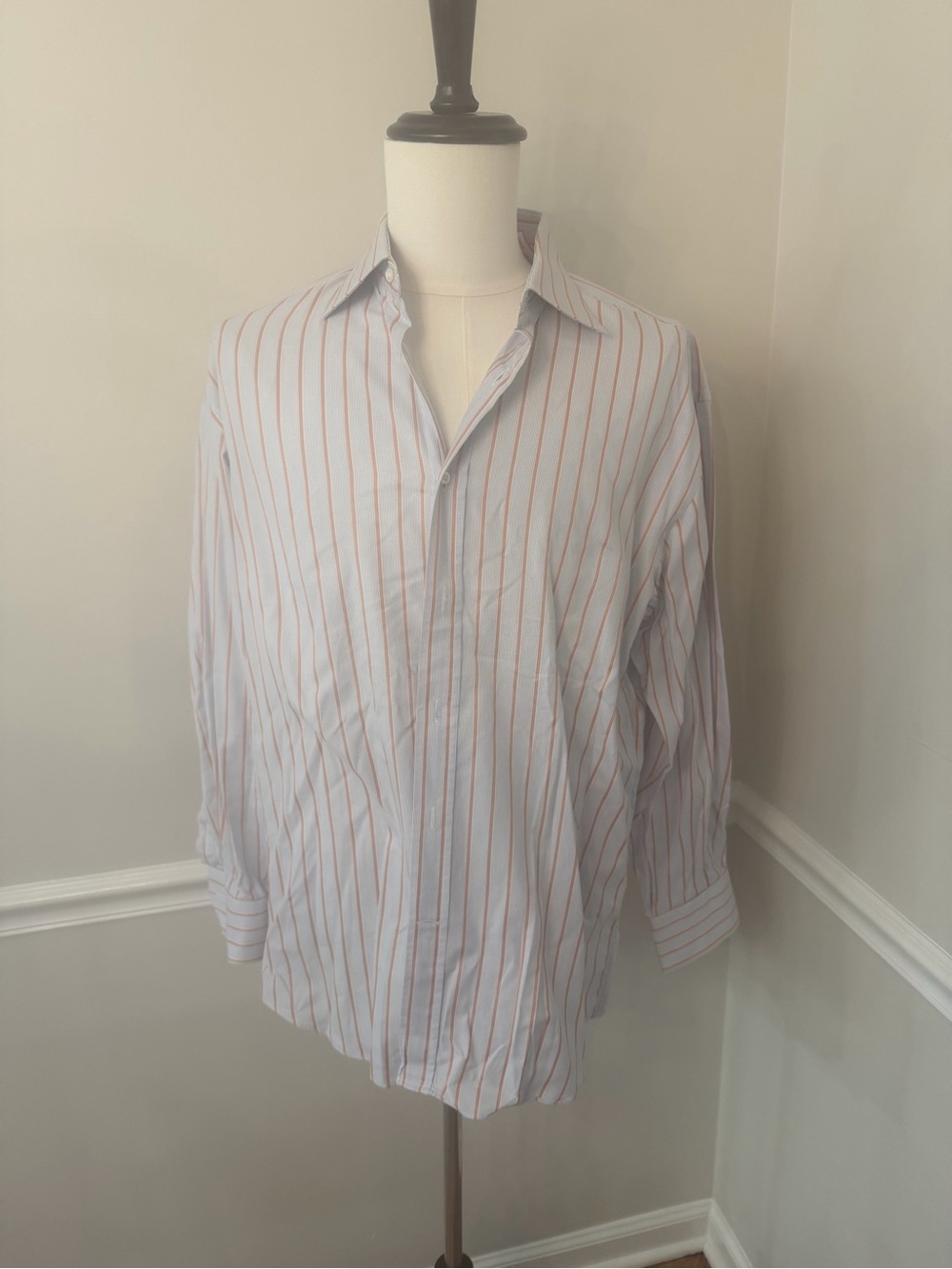 Canali blue and orange stripe dress shirt- Size 42x16 1/2